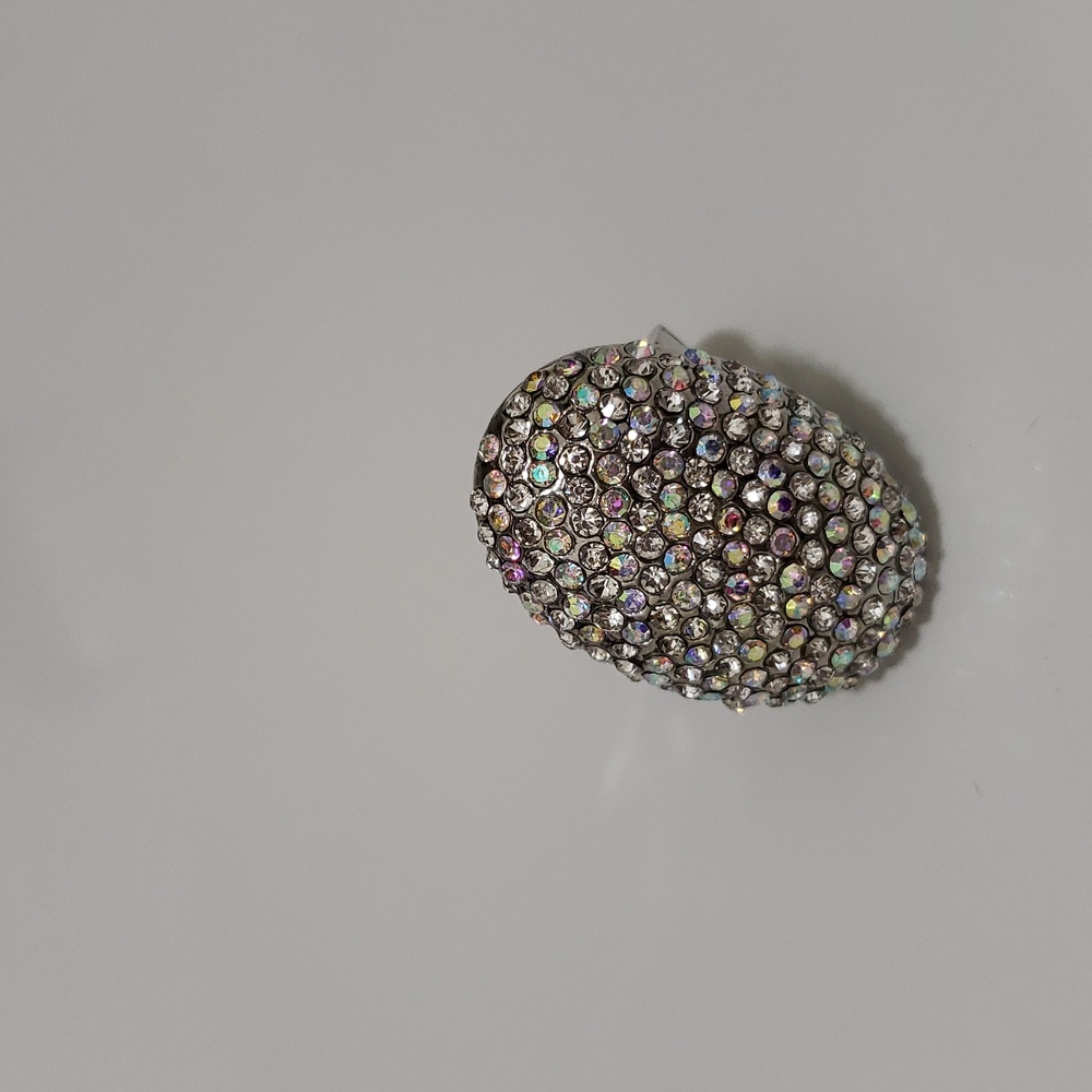 Fun Sparkling Domed Large Oval  Stretch One Size Rhinestone Statement Ring